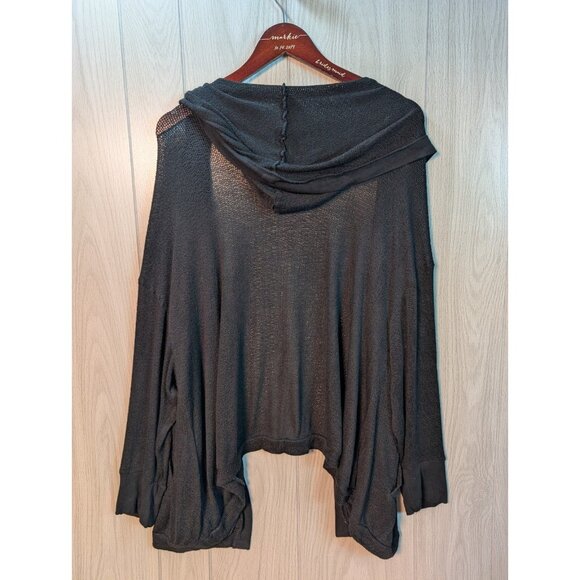 Torrid Black Hooded Drape Cardigan Womens Plus Sz 3 Long Sleeve Open Thin - Picture 2 of 5